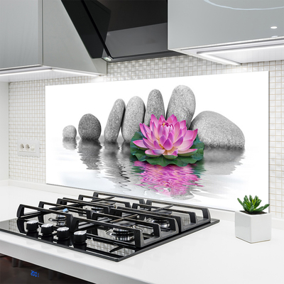 Kitchen Splashback Flower stones art pink grey