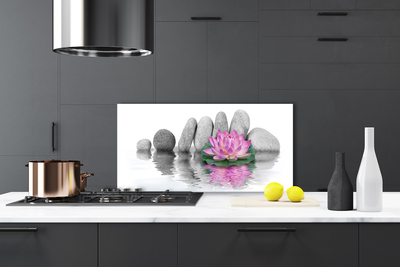 Kitchen Splashback Flower stones art pink grey