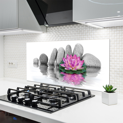 Kitchen Splashback Flower stones art pink grey