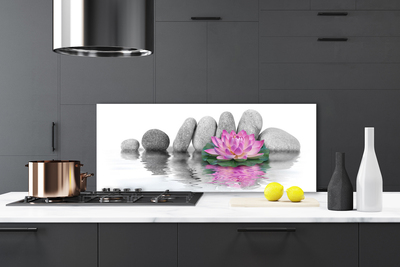 Kitchen Splashback Flower stones art pink grey