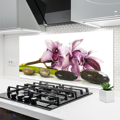 Kitchen Splashback Flower stones floral pink grey black