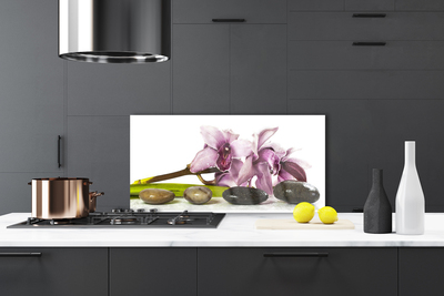 Kitchen Splashback Flower stones floral pink grey black