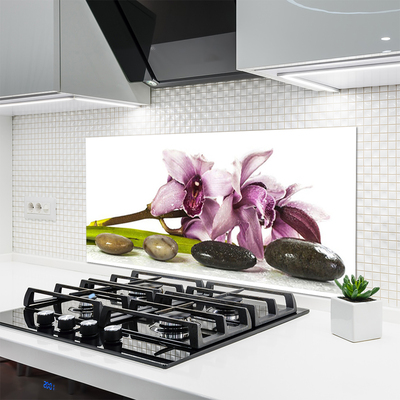 Kitchen Splashback Flower stones floral pink grey black