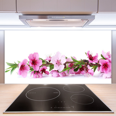 Kitchen Splashback Flowers floral pink green