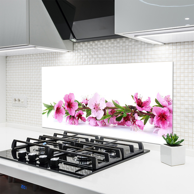 Kitchen Splashback Flowers floral pink green