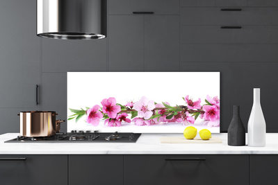 Kitchen Splashback Flowers floral pink green