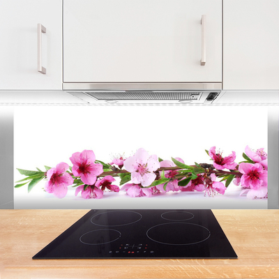 Kitchen Splashback Flowers floral pink green