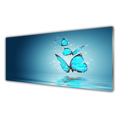Kitchen Splashback Butterflies art blue