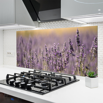 Kitchen Splashback Flowers floral purple