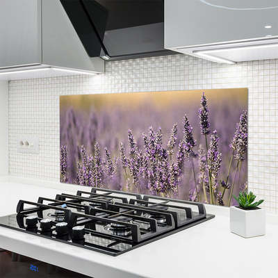 Kitchen Splashback Flowers floral purple