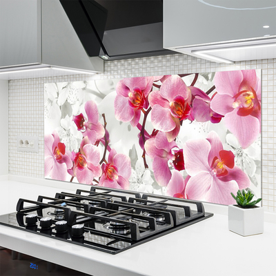 Kitchen Splashback Flowers floral pink