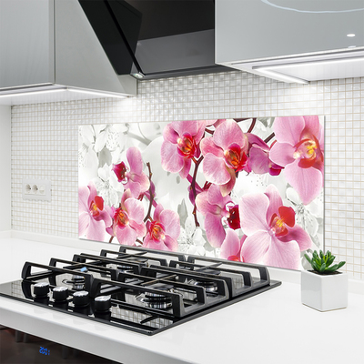 Kitchen Splashback Flowers floral pink