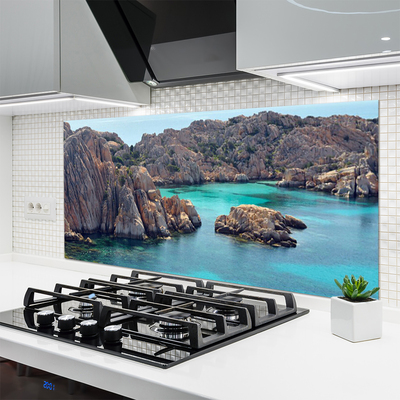 Kitchen Splashback Gulf landscape blue grey