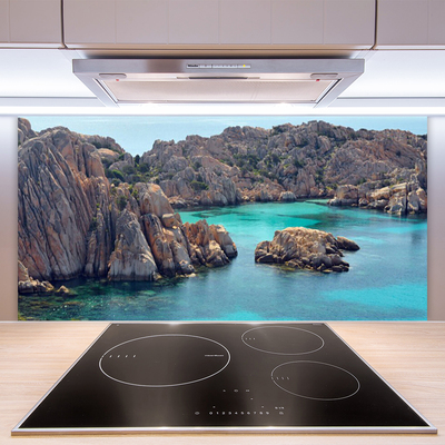 Kitchen Splashback Gulf landscape blue grey