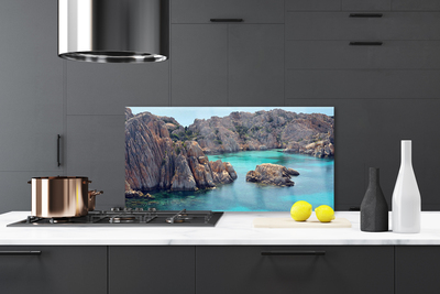 Kitchen Splashback Gulf landscape blue grey