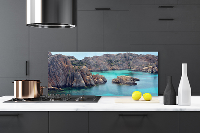 Kitchen Splashback Gulf landscape blue grey