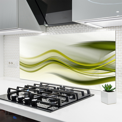 Kitchen Splashback Abstract art green grey white