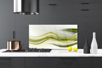 Kitchen Splashback Abstract art green grey white