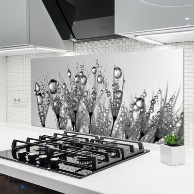 Kitchen Splashback Abstract floral grey