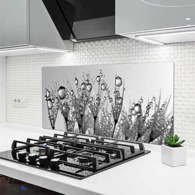 Kitchen Splashback Abstract floral grey