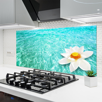 Kitchen Splashback Water flower art blue white