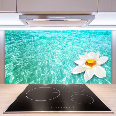 Kitchen Splashback Water flower art blue white