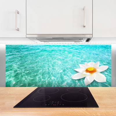 Kitchen Splashback Water flower art blue white