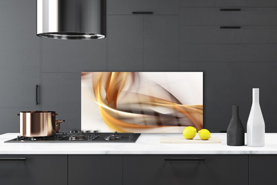 Kitchen Splashback Abstract art yellow brown grey white