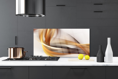 Kitchen Splashback Abstract art yellow brown grey white