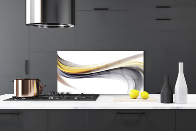 Kitchen Splashback Abstract art yellow grey white