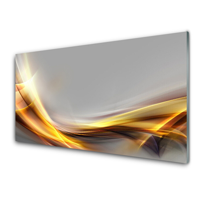 Kitchen Splashback Abstract art yellow grey