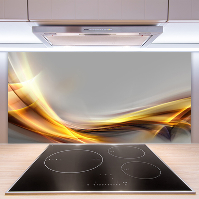 Kitchen Splashback Abstract art yellow grey