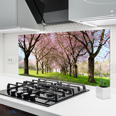 Kitchen Splashback Footpath trees nature brown pink green