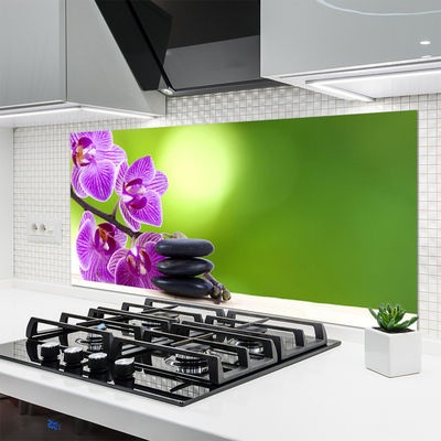 Kitchen Splashback Flower stones floral pink black