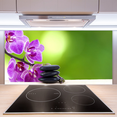 Kitchen Splashback Flower stones floral pink black