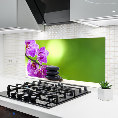 Kitchen Splashback Flower stones floral pink black