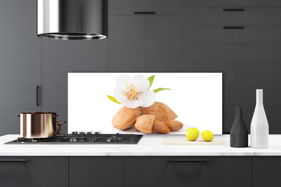 Kitchen Splashback Flower pistachios floral white brown