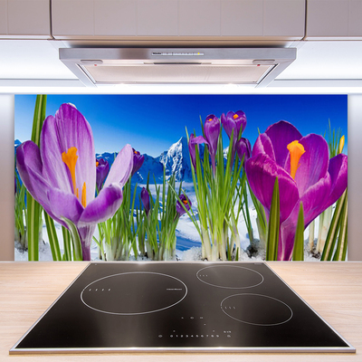 Kitchen Splashback Flowers floral pink green