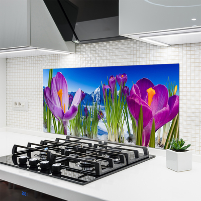 Kitchen Splashback Flowers floral pink green