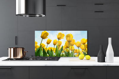 Kitchen Splashback Tulips floral yellow green