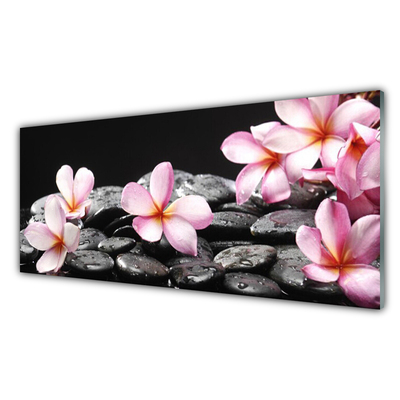 Kitchen Splashback Flower stones floral pink black