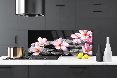 Kitchen Splashback Flower stones floral pink black