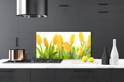 Kitchen Splashback Tulips floral yellow green