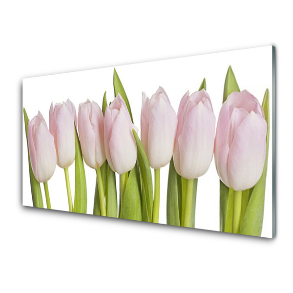 Kitchen Splashback Tulips floral pink green