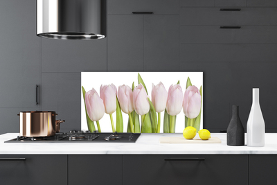 Kitchen Splashback Tulips floral pink green