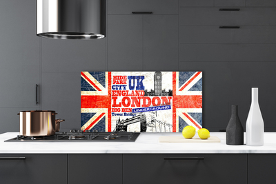 Kitchen Splashback London flag art blue white red grey