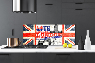 Kitchen Splashback London flag art blue white red grey