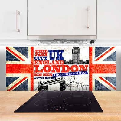 Kitchen Splashback London flag art blue white red grey