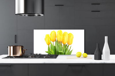 Kitchen Splashback Tulips floral yellow