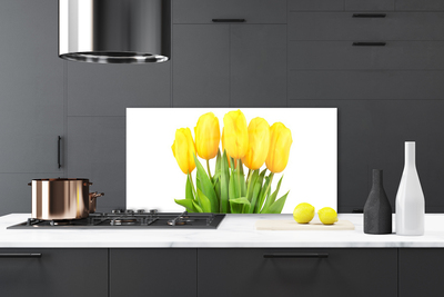 Kitchen Splashback Tulips floral yellow